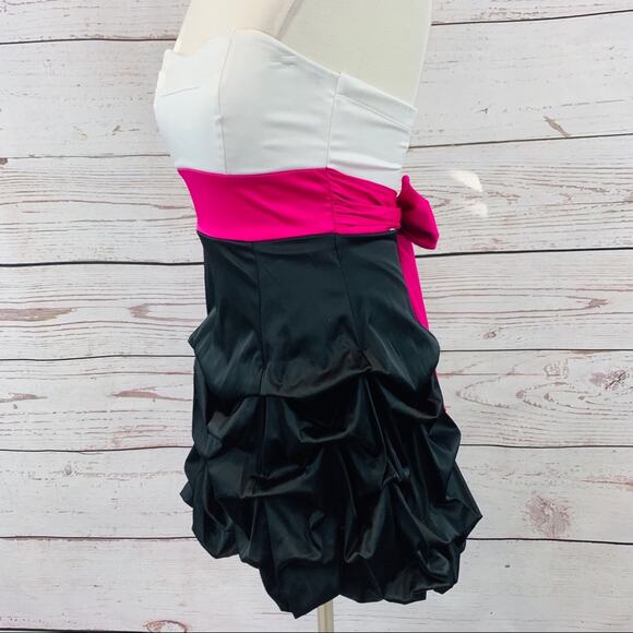Ruby Rox balloon hem strapless pink black white - Picture 4 of 7